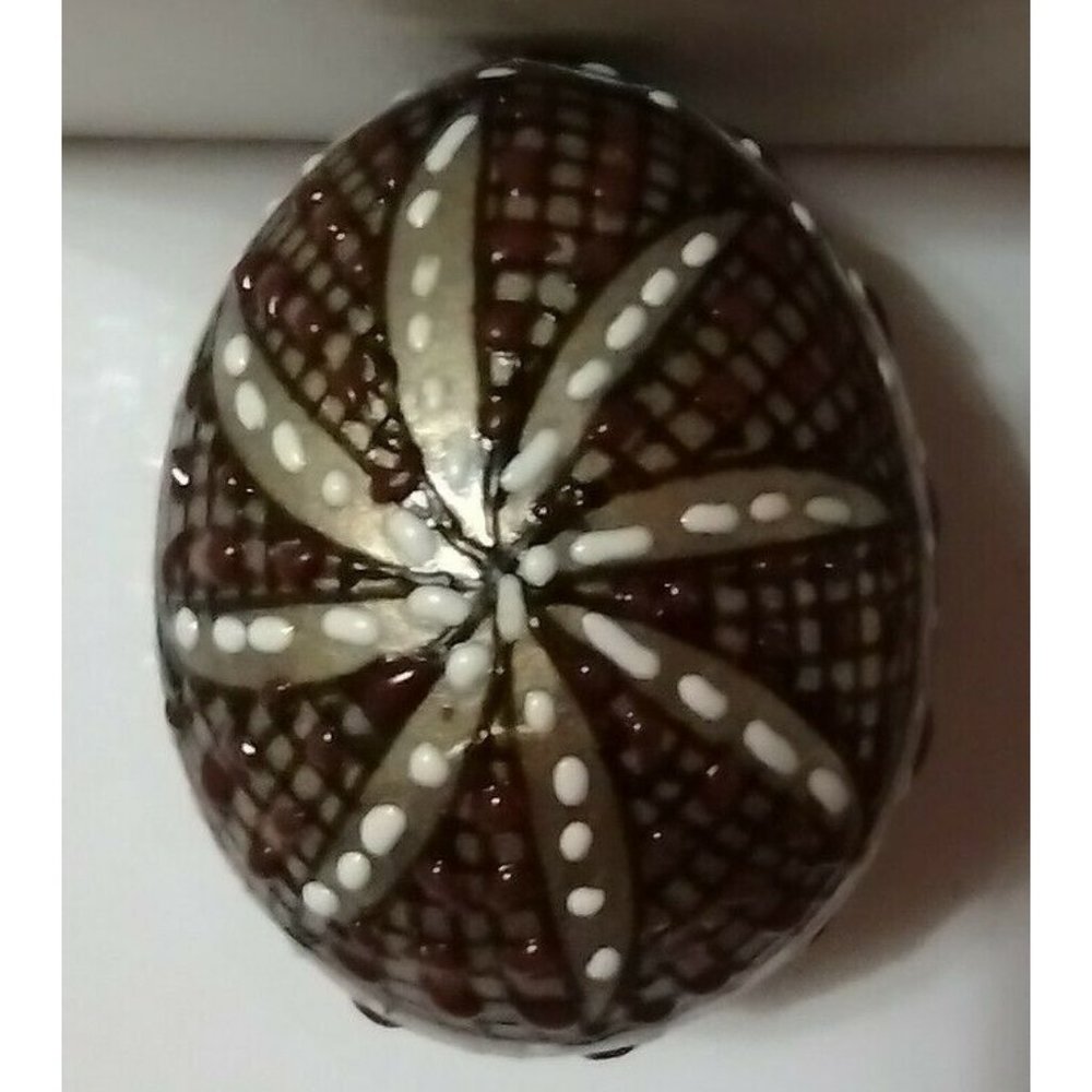 Romanian Pysanky Hand Painted Real Easter Egg 3D Gold Base Red Black Mosaic